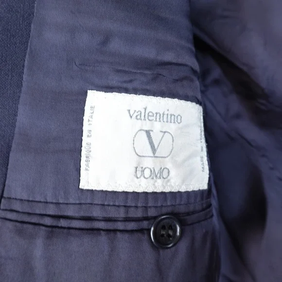VTG Valentino Uomo Blazer Pure Wool Navy Pinstripe Jacket Size 40 Italy